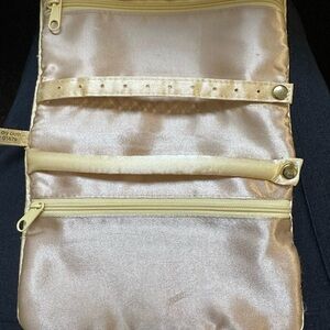 Vintage Satin Gold Cosmetic Jewelry Roll - excellent condition